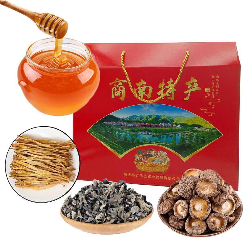 商南县青悠园干菌子+蜂蜜组合礼包2000g 节日礼盒